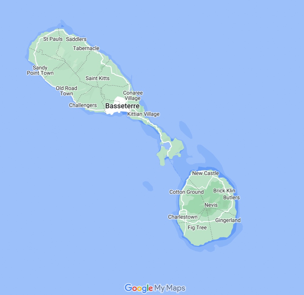 St Kitts and Nevis map